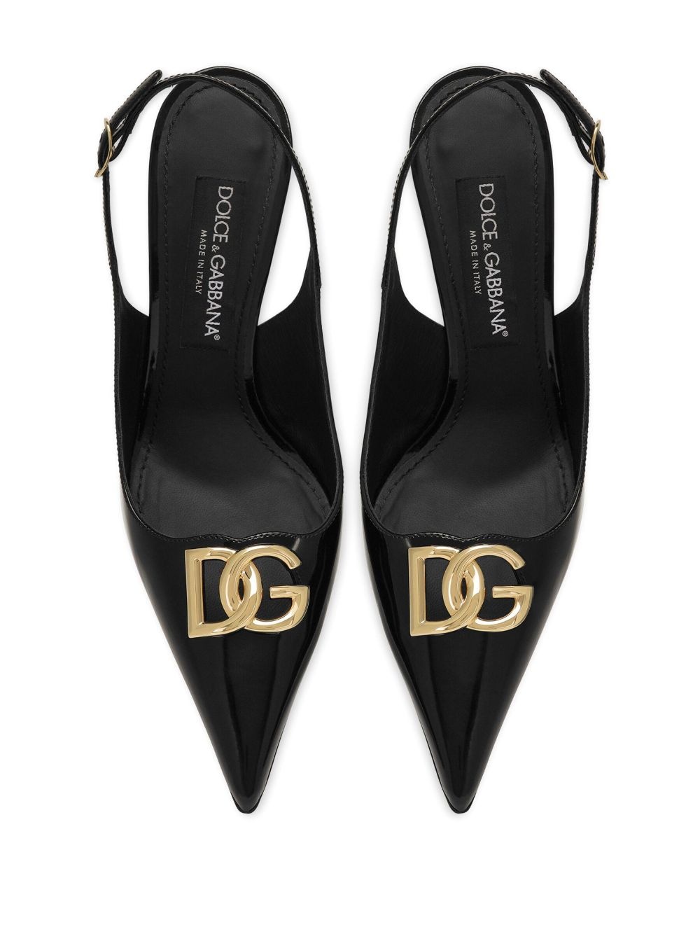 logo-plaque heeled slingback pumps - 4