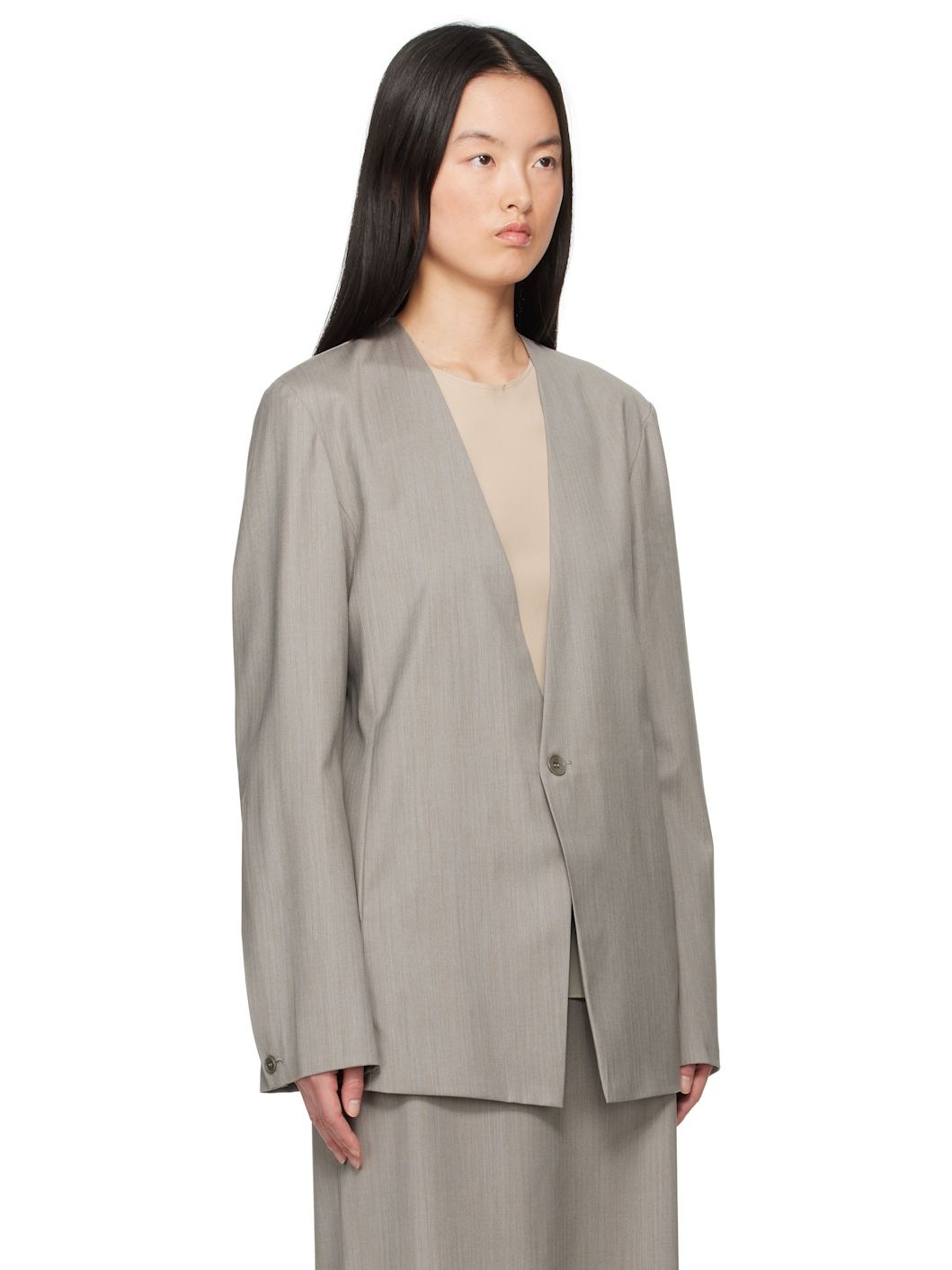 Gray No.63 Summer Wool Folded Blazer - 2