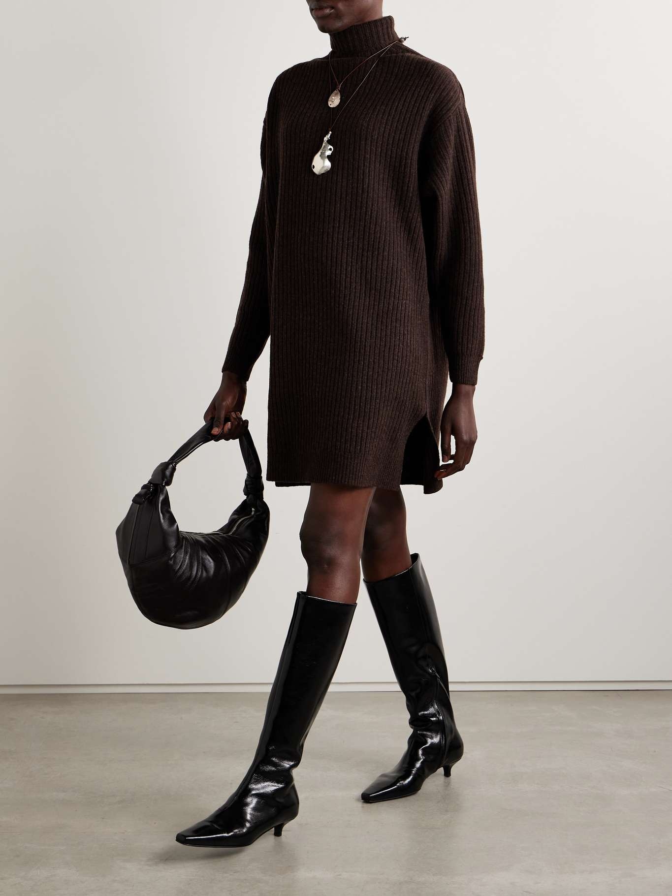 Ribbed wool turtleneck mini dress - 2