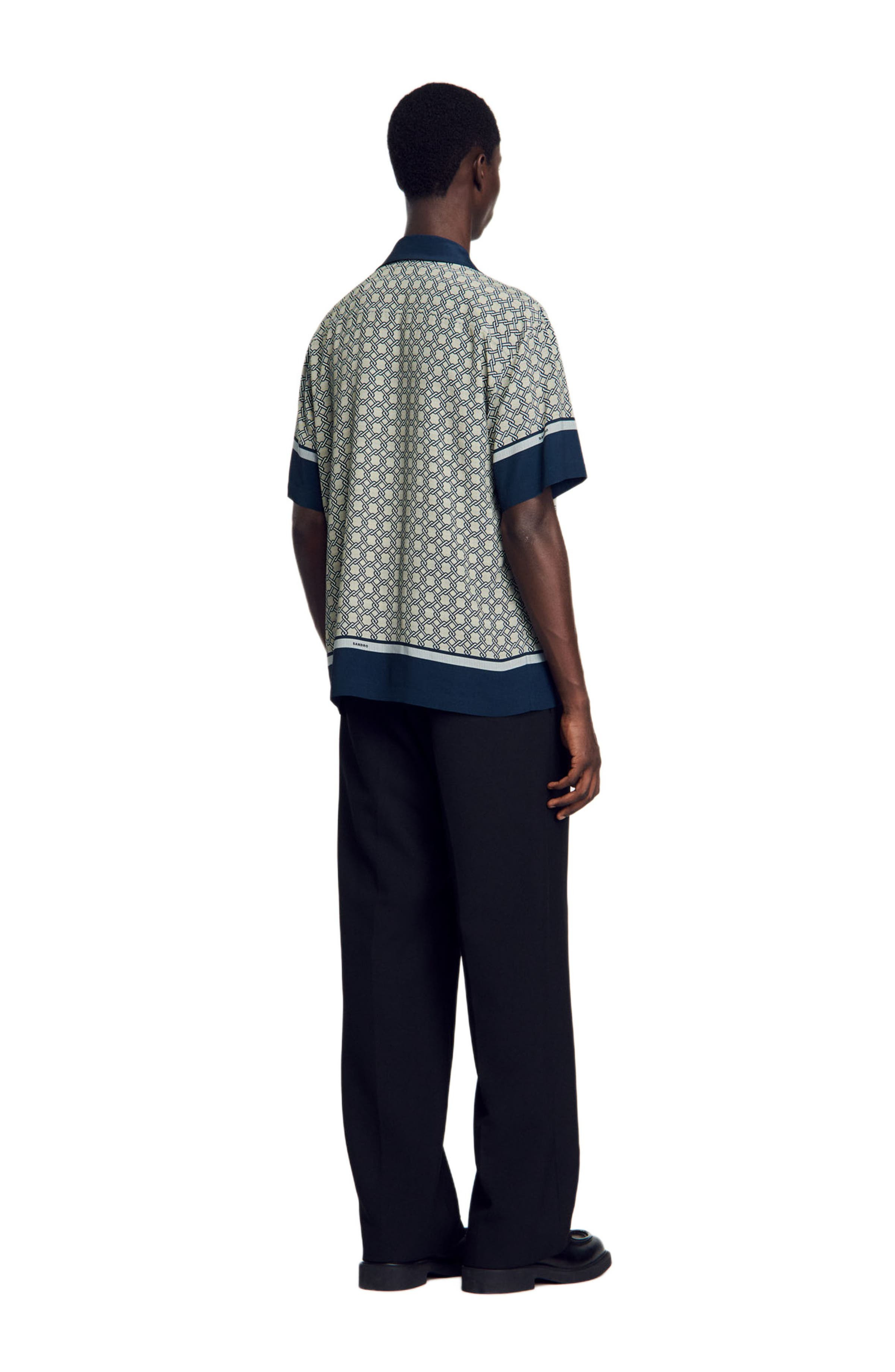 SANDRO Short-sleeved patterned shirt in Dark Blue at Nordstrom - 2
