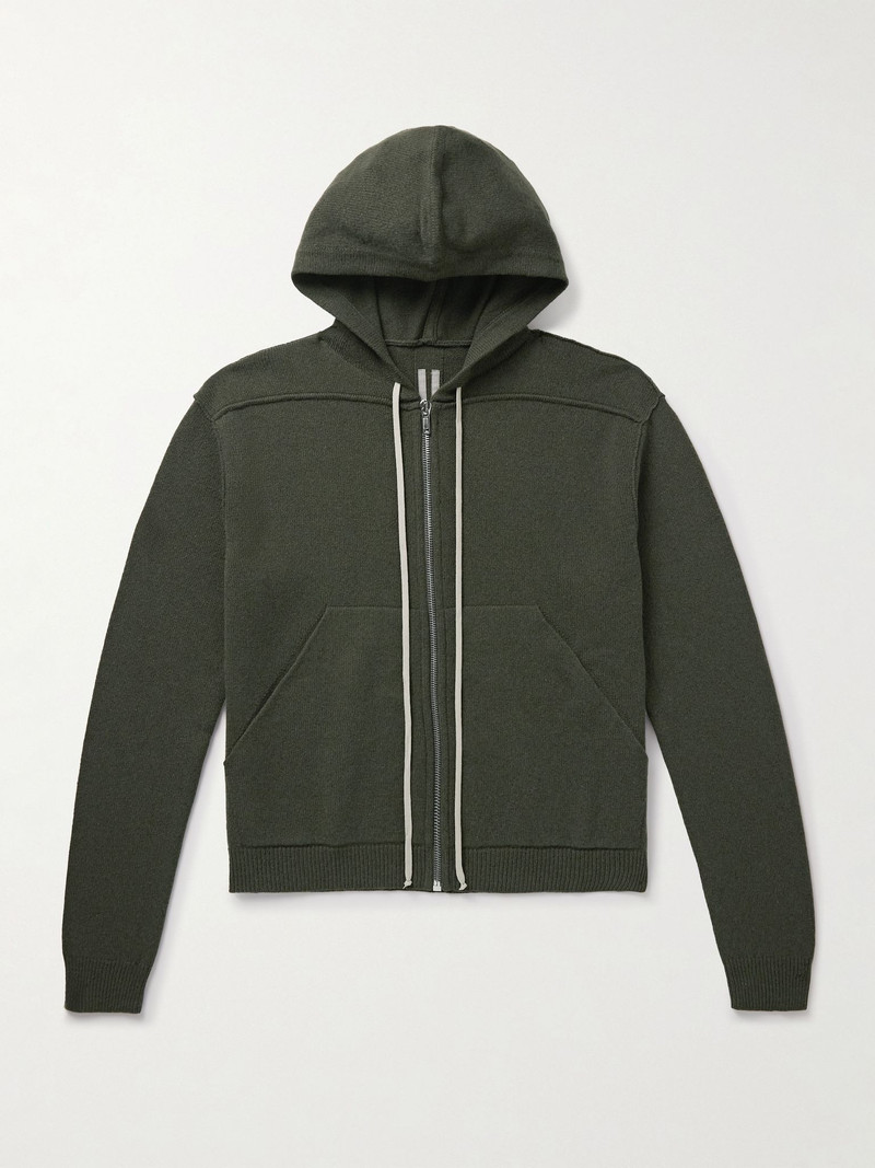 Boiled Cashmere and Wool-Blend Zip-Up Hoodie Green 1