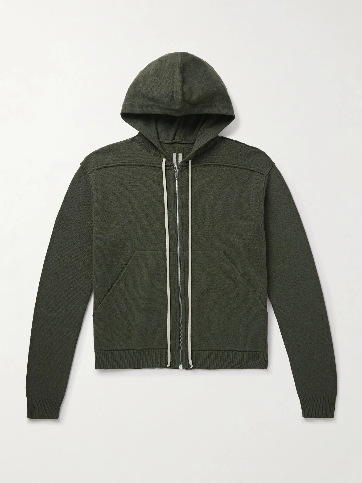 Boiled Cashmere and Wool-Blend Zip-Up Hoodie Green - 1