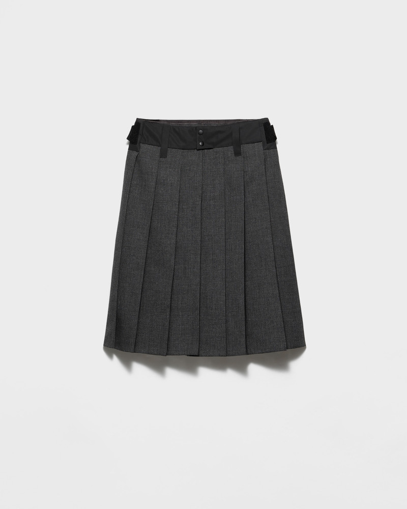 Pleated hopsack and technical fabric skirt 1