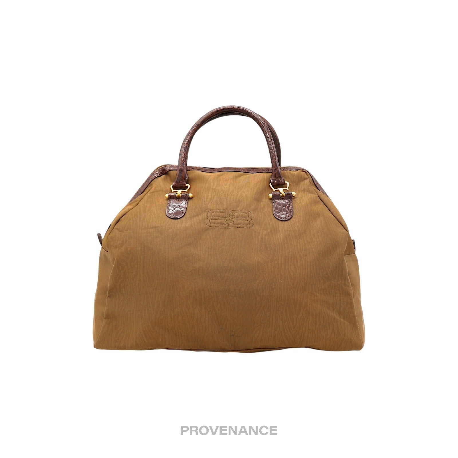 Balenciaga BB Logo Tote Bag - Tan Brown Croc - 1