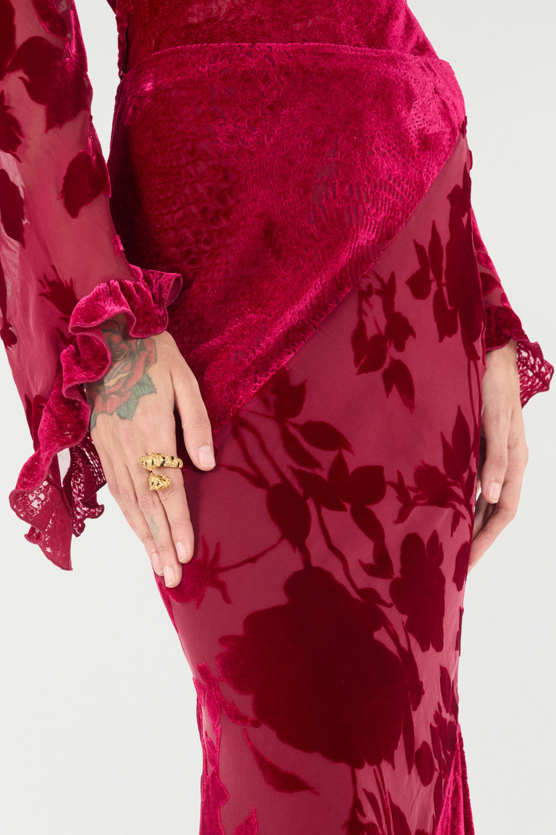 Long Skirt With Rose And Python Pattern 6
