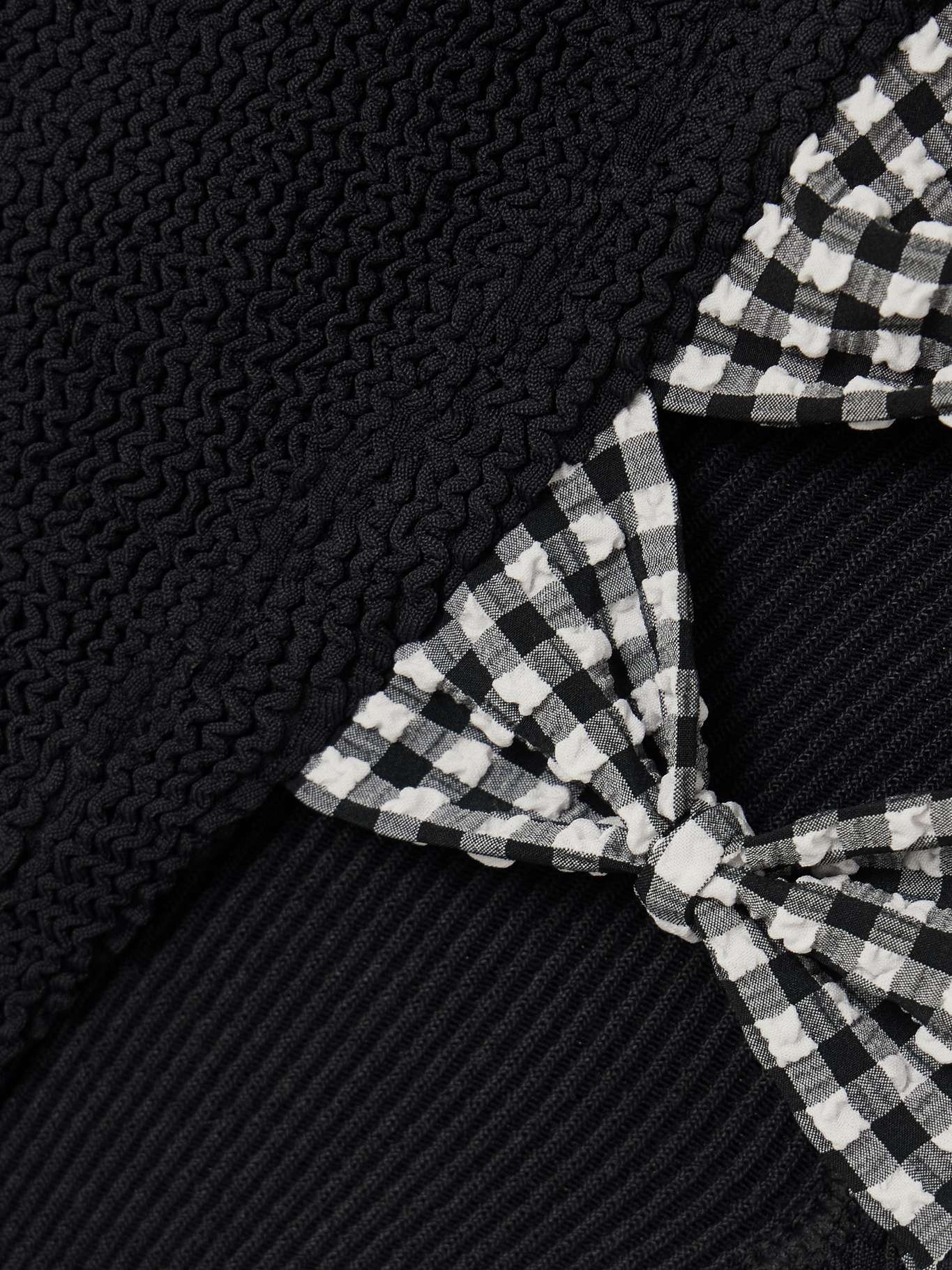 Tiffany cutout gingham-trimmed seersucker swimsuit Black - 4