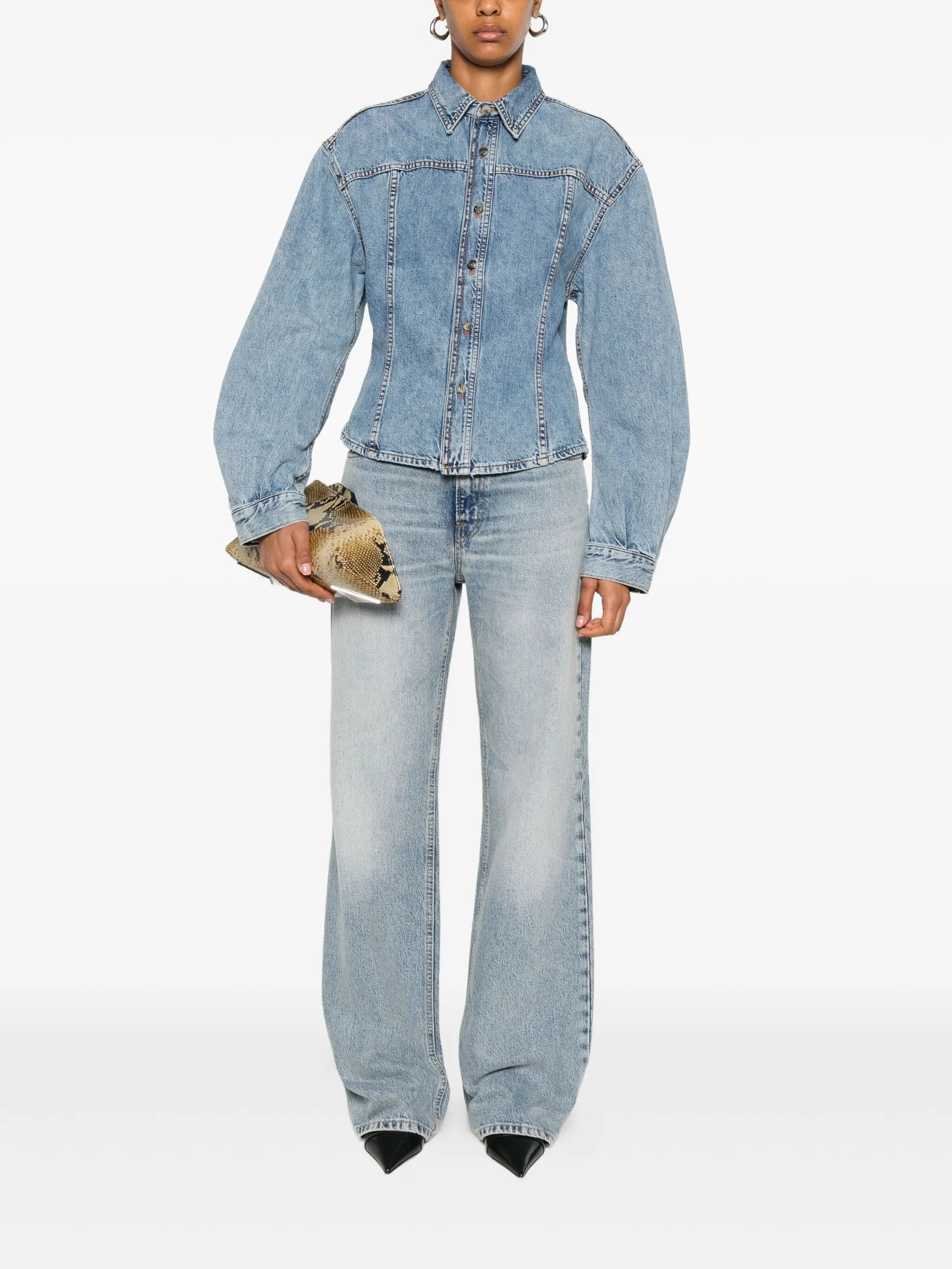 Haikure Button-up Denim Jacket - 4