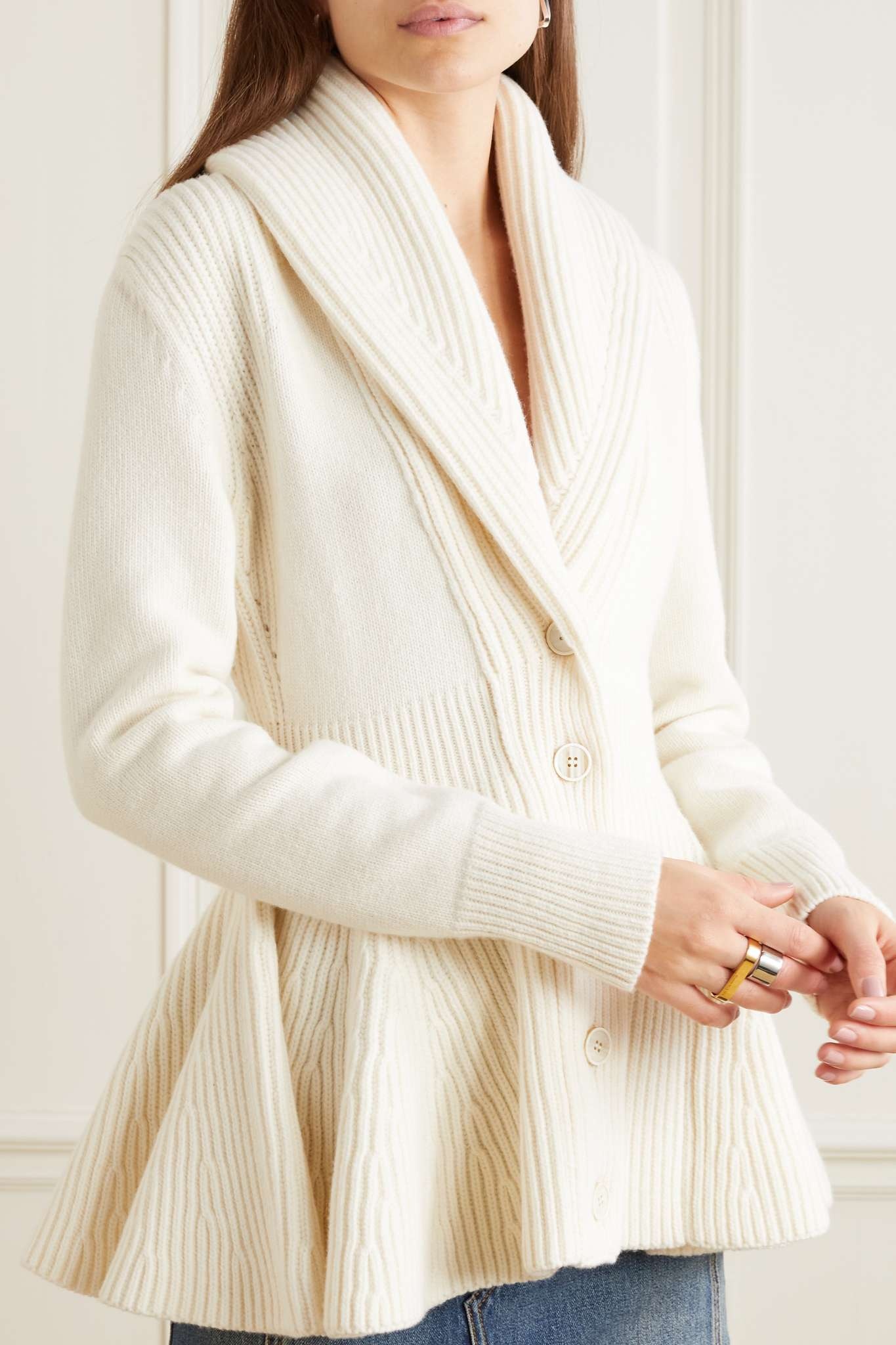 Ribbed wool peplum cardigan - 3