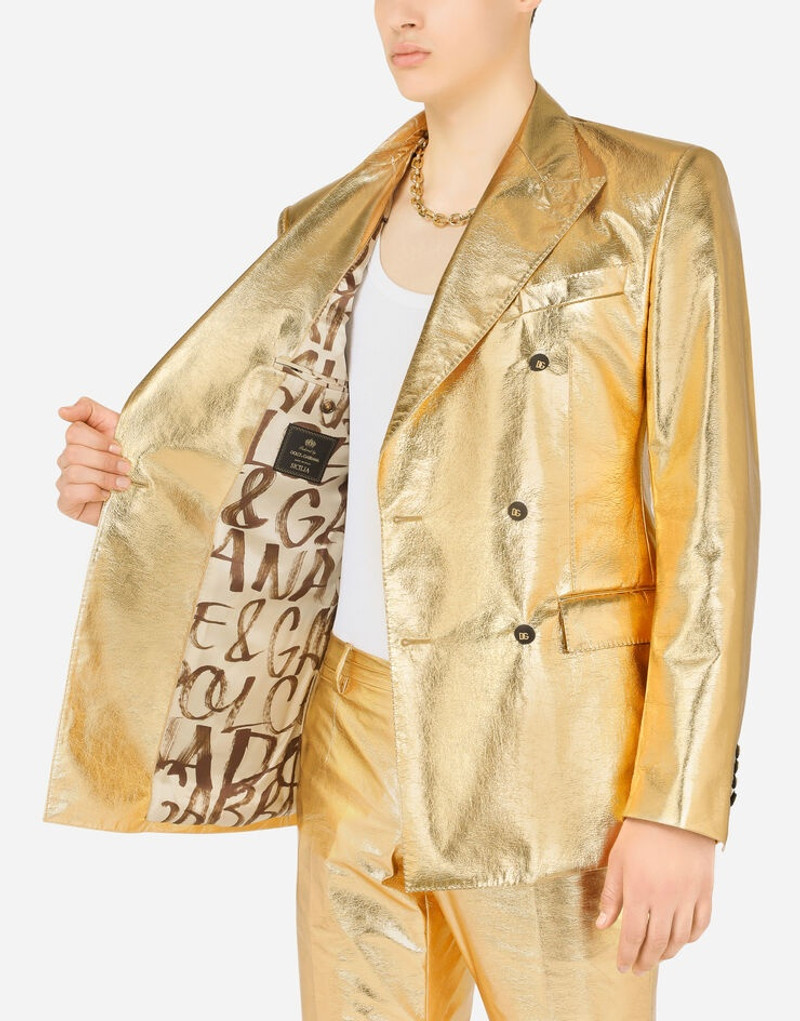 Double-breasted Sicilia suit in laminated fabric 8