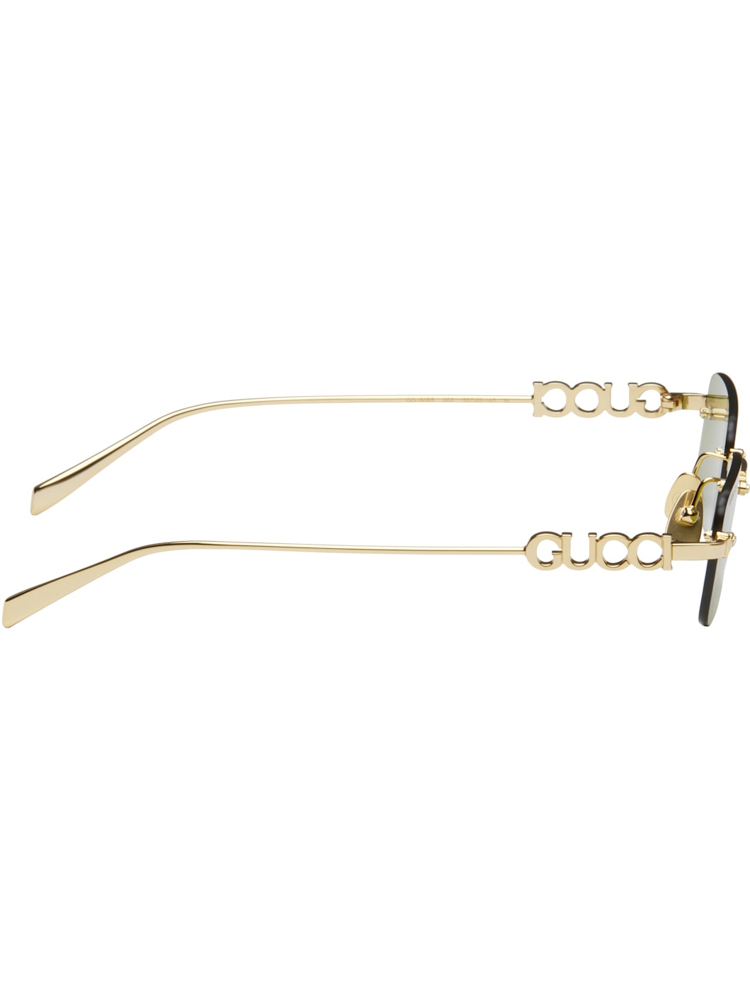 Gold 'Gucci' Block Rectangular Monogram Sunglasses - 2