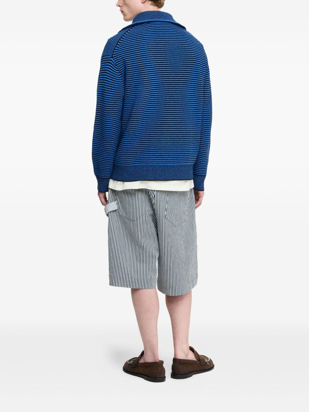 striped zip-up sweater - 3