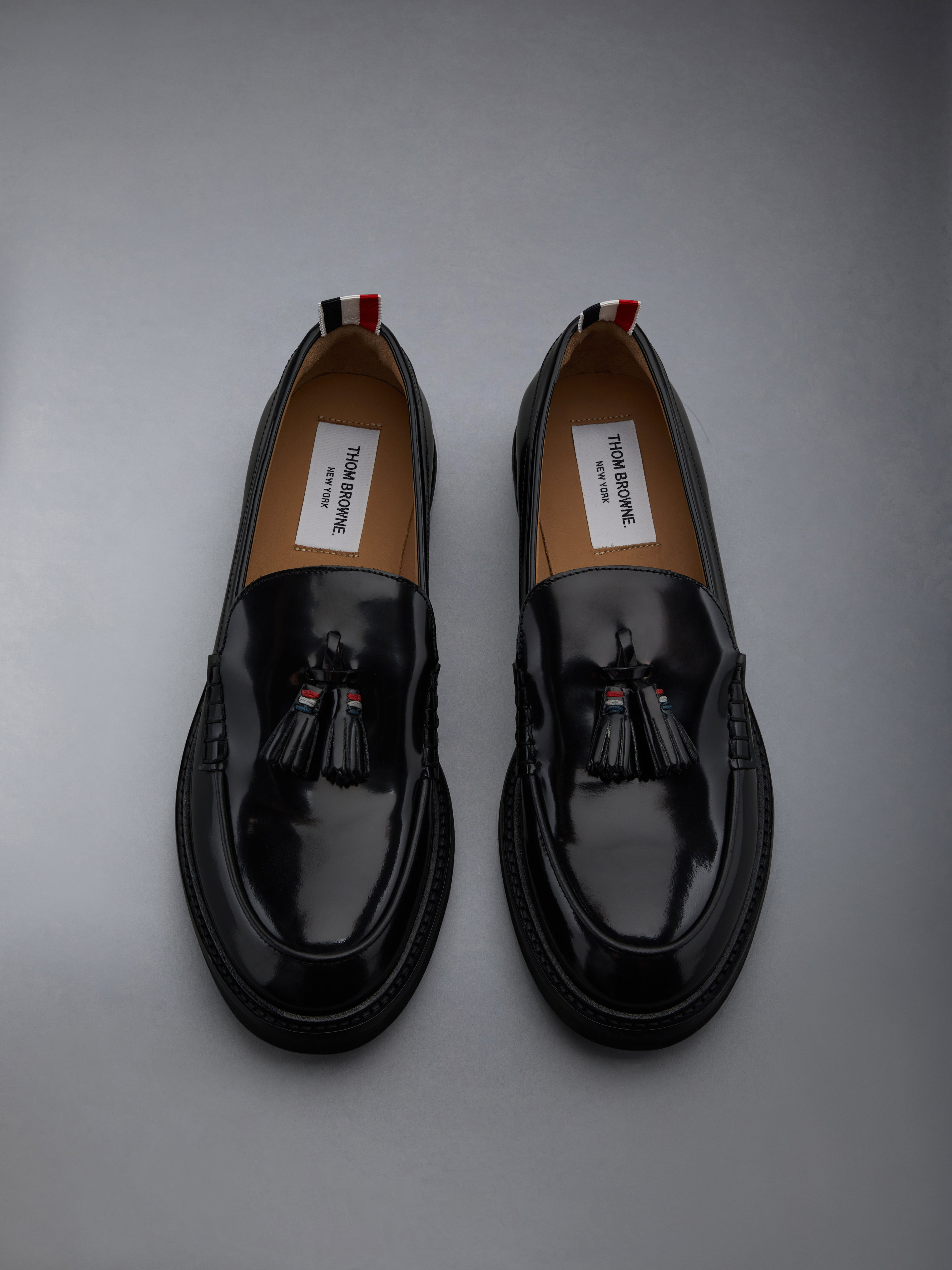Black Calf Leather Micro Sole Tassel Loafer - 5