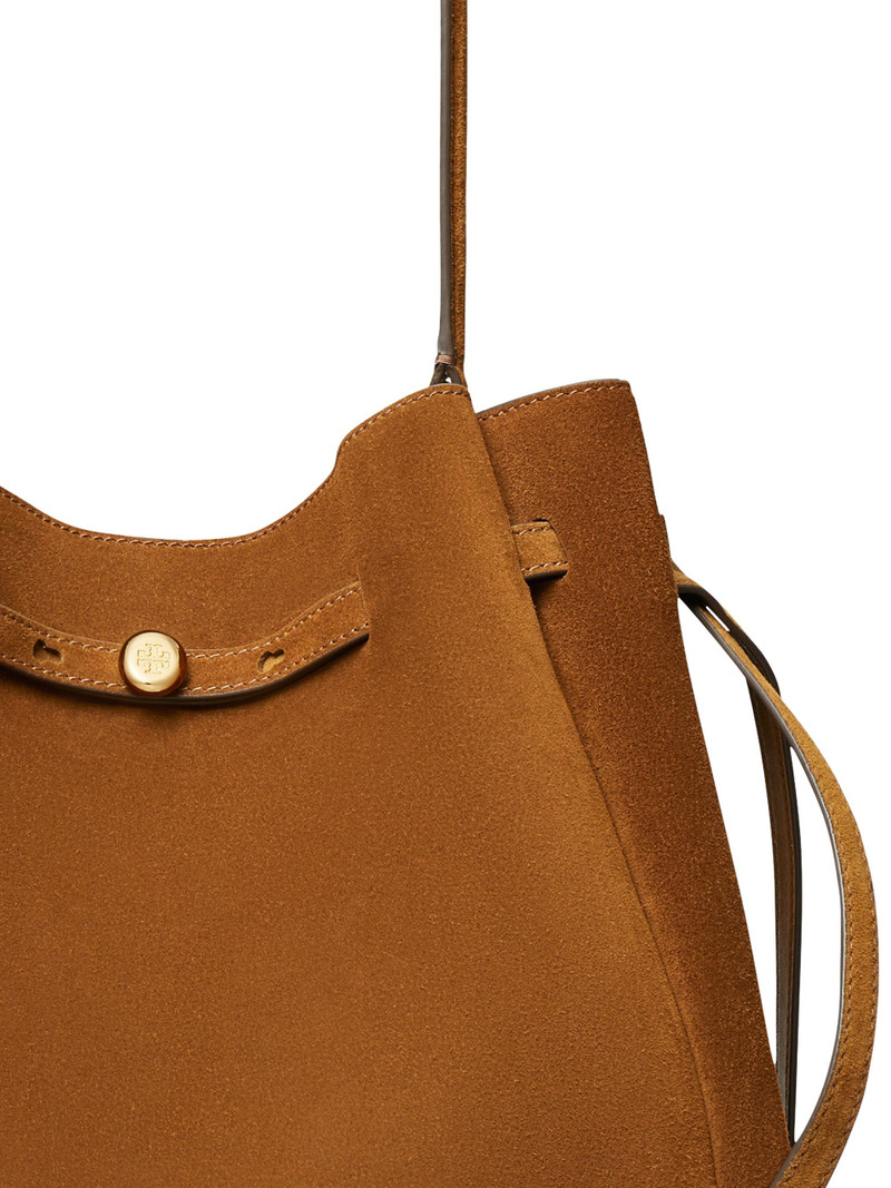 Women's Large Romy Suede Bucket Bag - Caramel 5