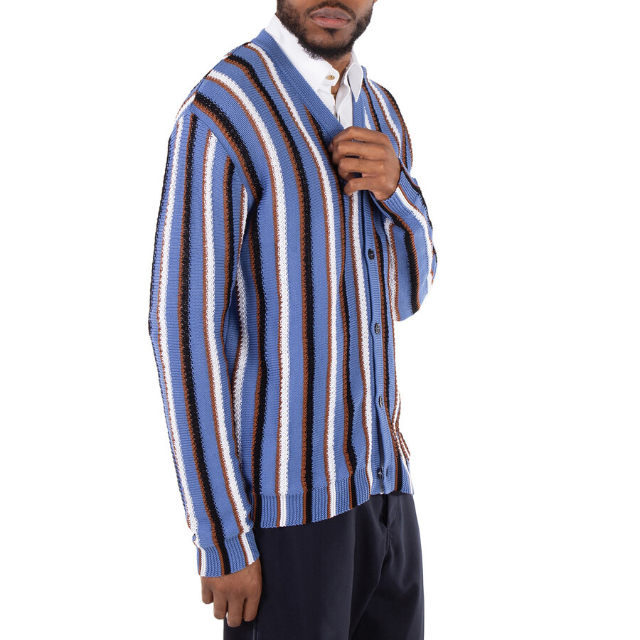 Marni V-Neck Stripe-Pattern Cotton Cardigan - 2