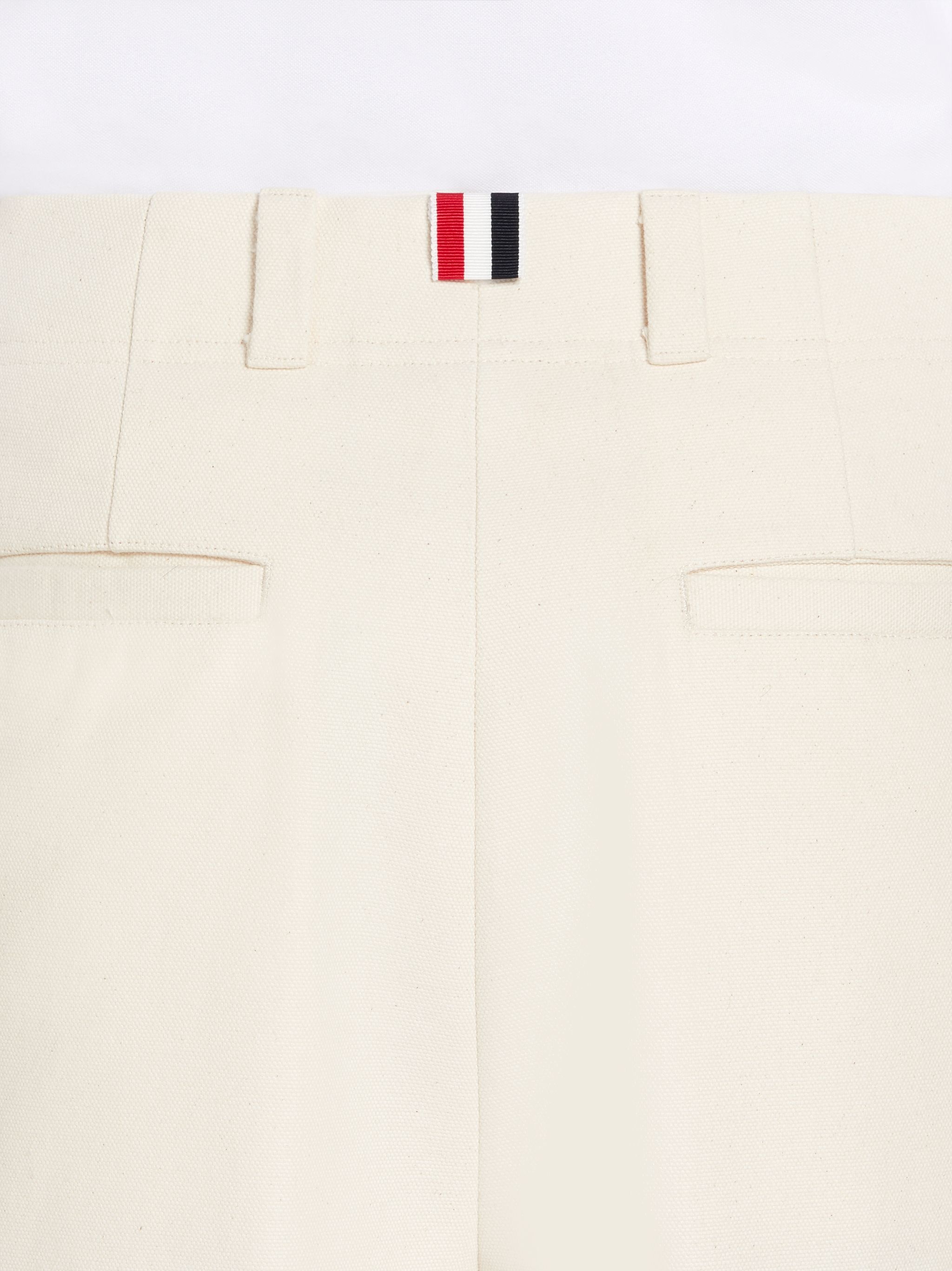 Off White Cotton Canvas Grosgrain Tipping Belt Loop Straight Leg Trouser - 6