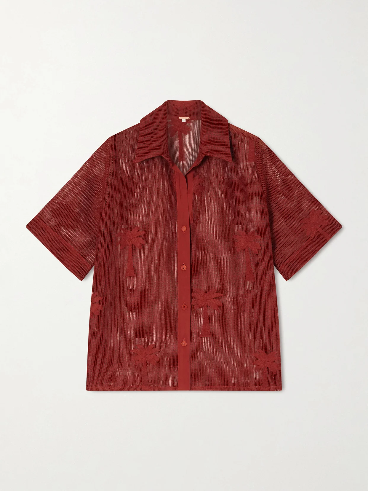 Marsala Salty Cotton-blend Mesh Shirt - 1