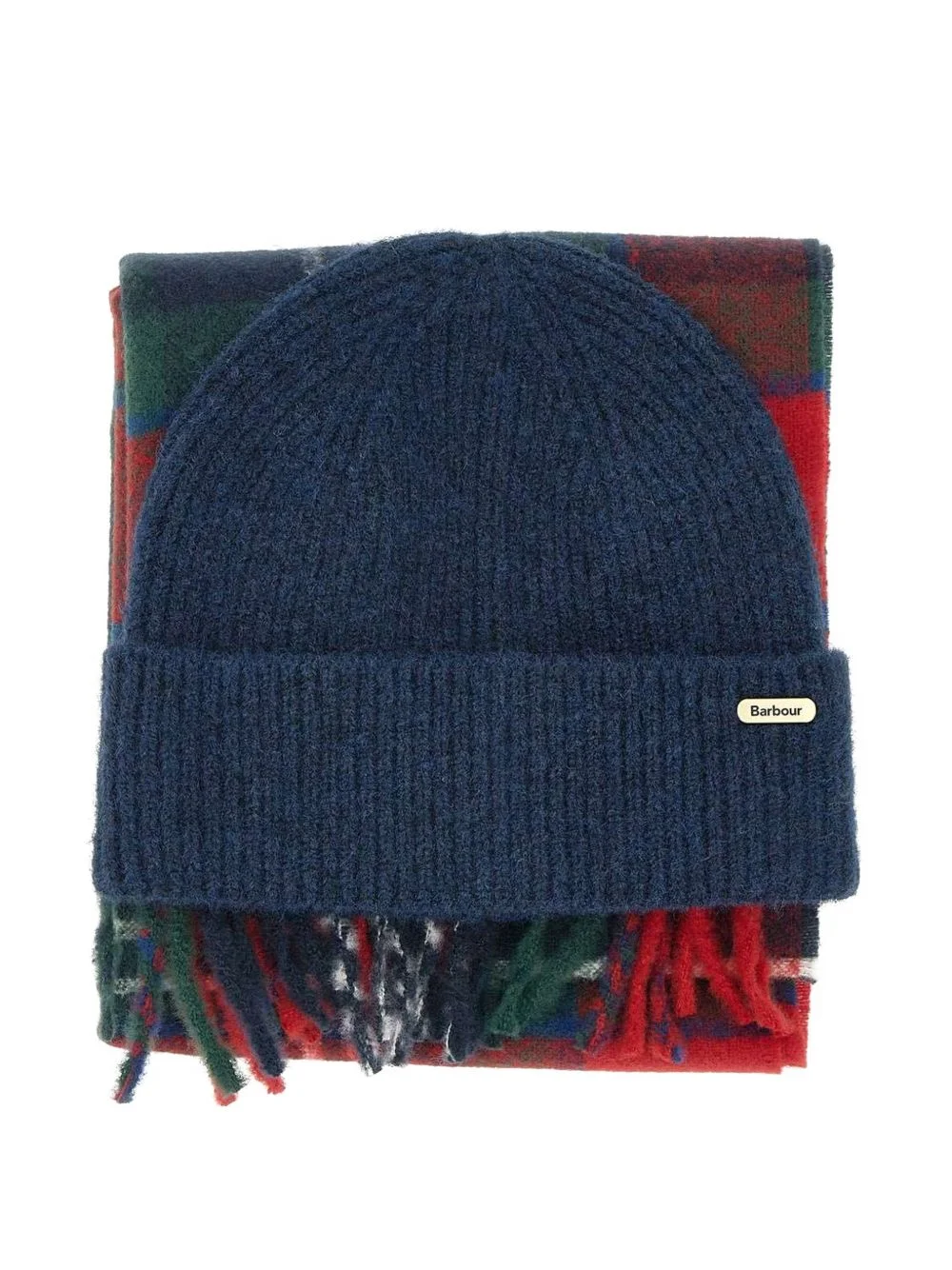 Olivia tartan fringed beanie hat and scarf set - 1