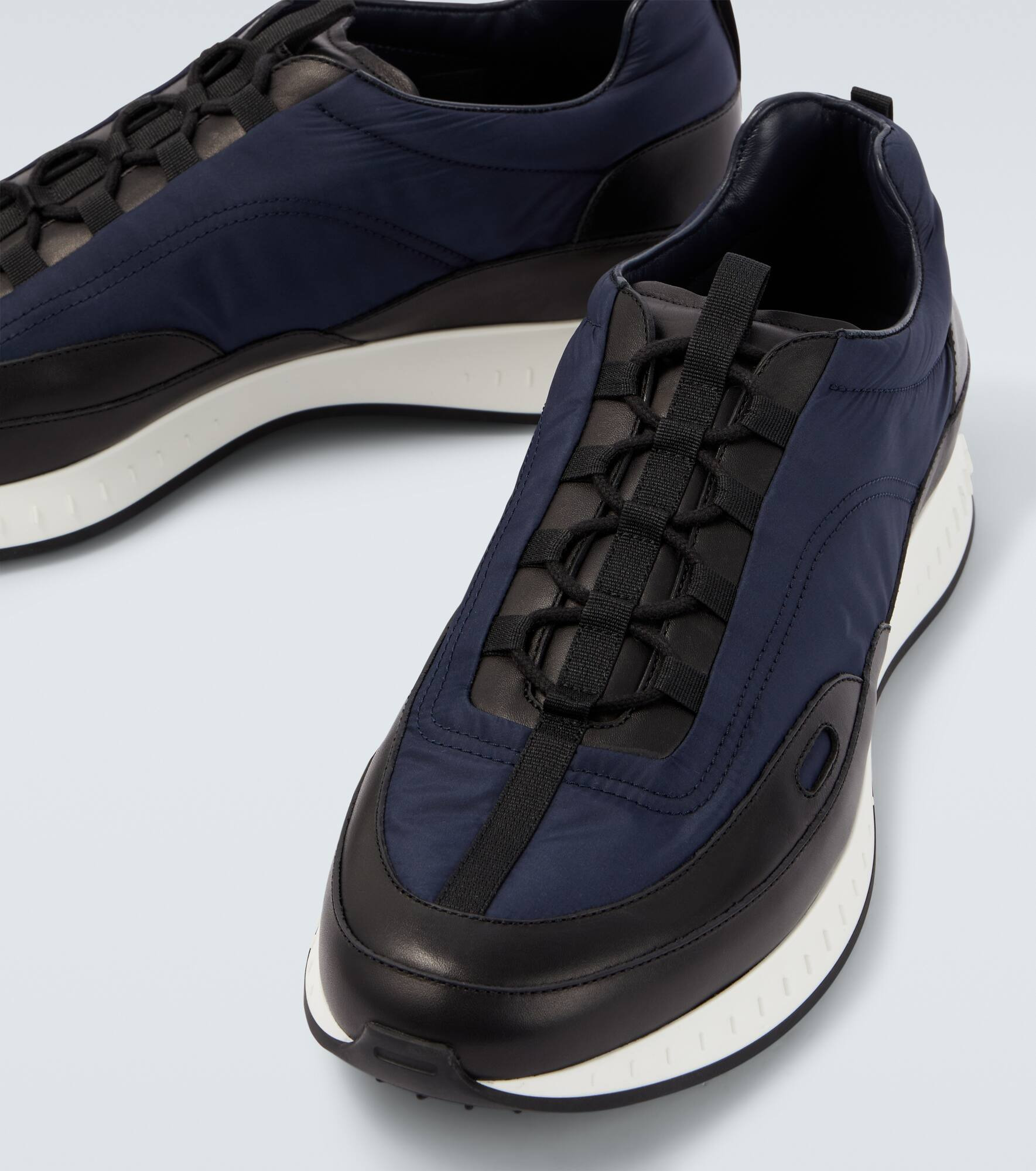Leather-trimmed slip-on sneakers - 3