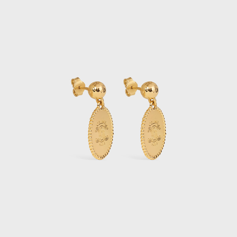 TRIOMPHE MEDAL EARRINGS IN BRASS WITH GOLD FINISH 3