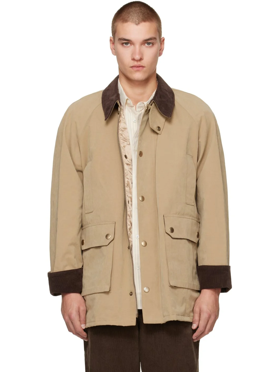 Beige Waxed Cotton Hunting Jacket - 1