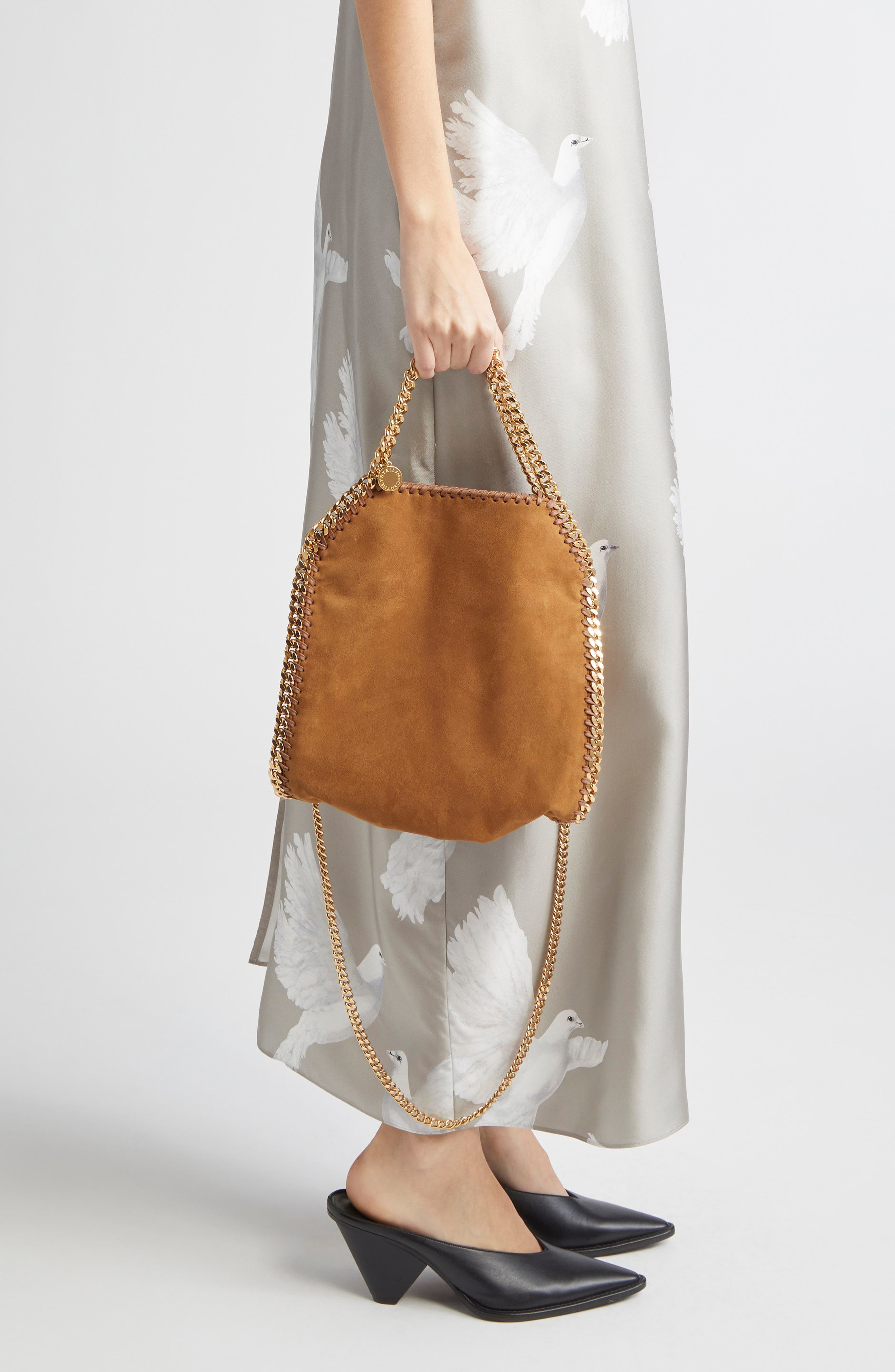Stella McCartney Mini Falabella Faux Suede Crossbody Bag in Brandy at Nordstrom - 3