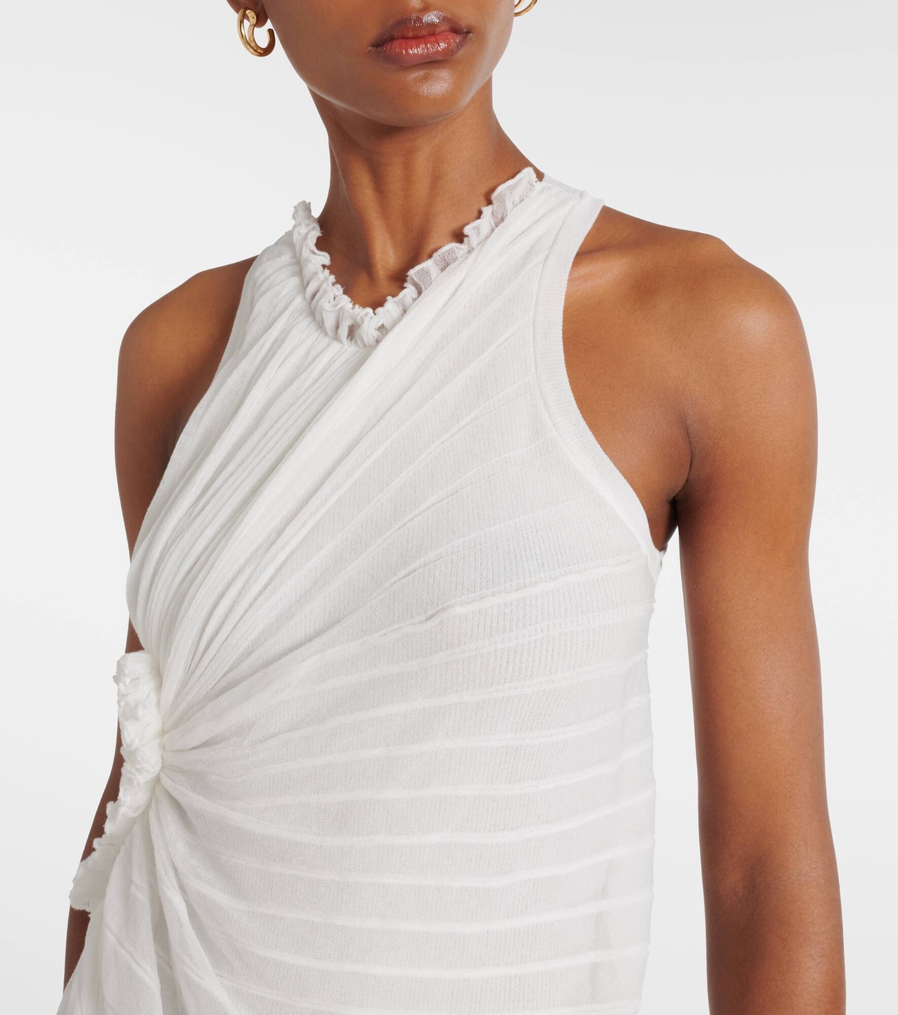 Gathered cotton-blend maxi dress - 4