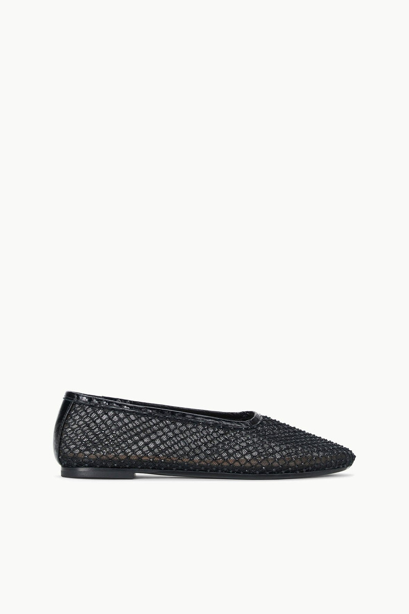 STAUD ALBA BALLET FLAT BLACK CRYSTAL MESH 1