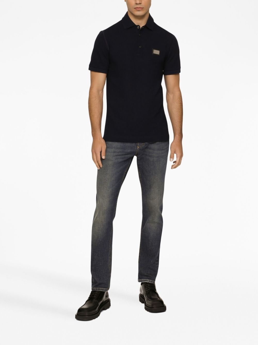 logo-plaque slim-cut jeans - 2