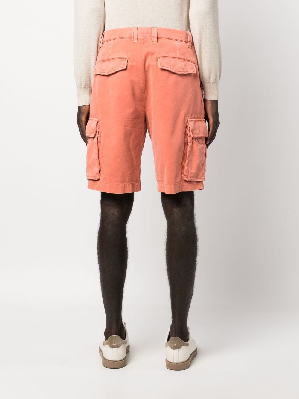 off-centre cotton cargo shorts - 4