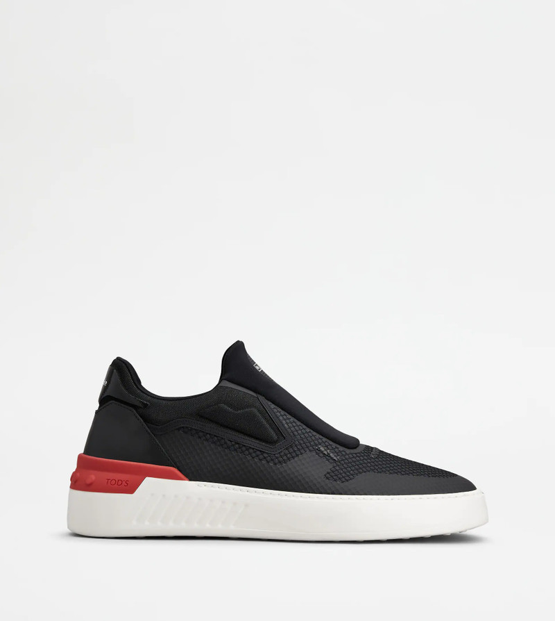 NO_CODE X SLIP-ON SHOES IN TECHNICAL FABRIC AND LEATHER - BROWN 1