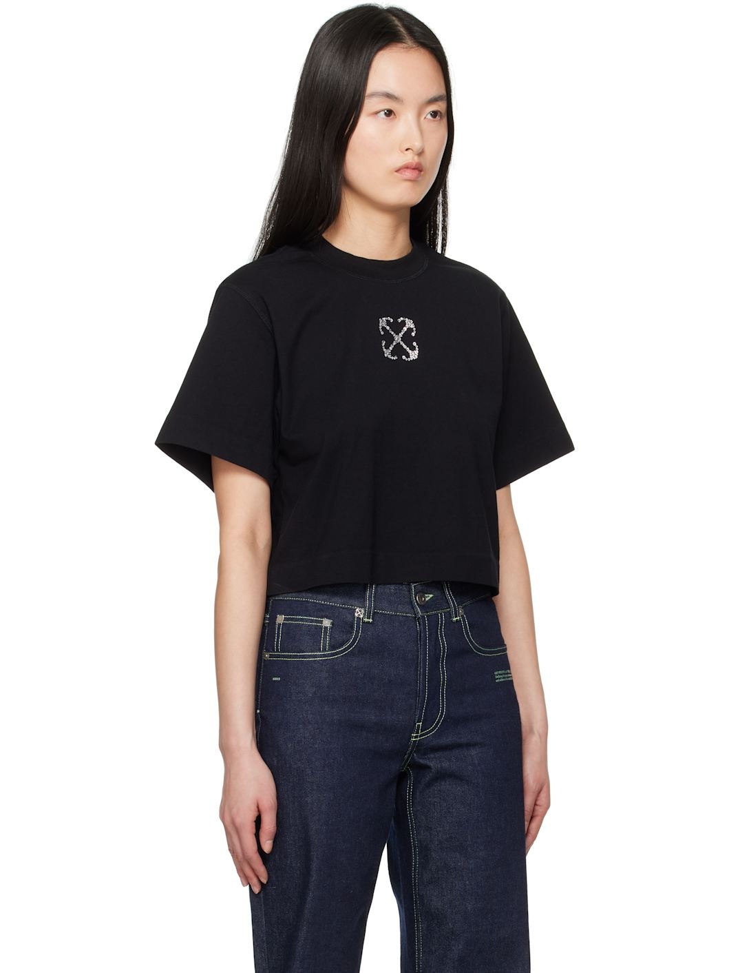 Black Jewel Mini Arrow Crop T-shirt - 2