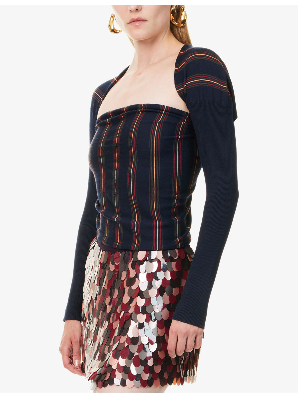 Striped Cropped Wool Top - 3