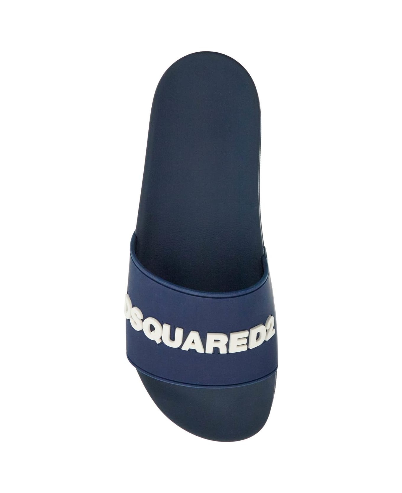 Navy Blue Polyurethane Slippers With Minimalist Design And Leather Sole - 2
