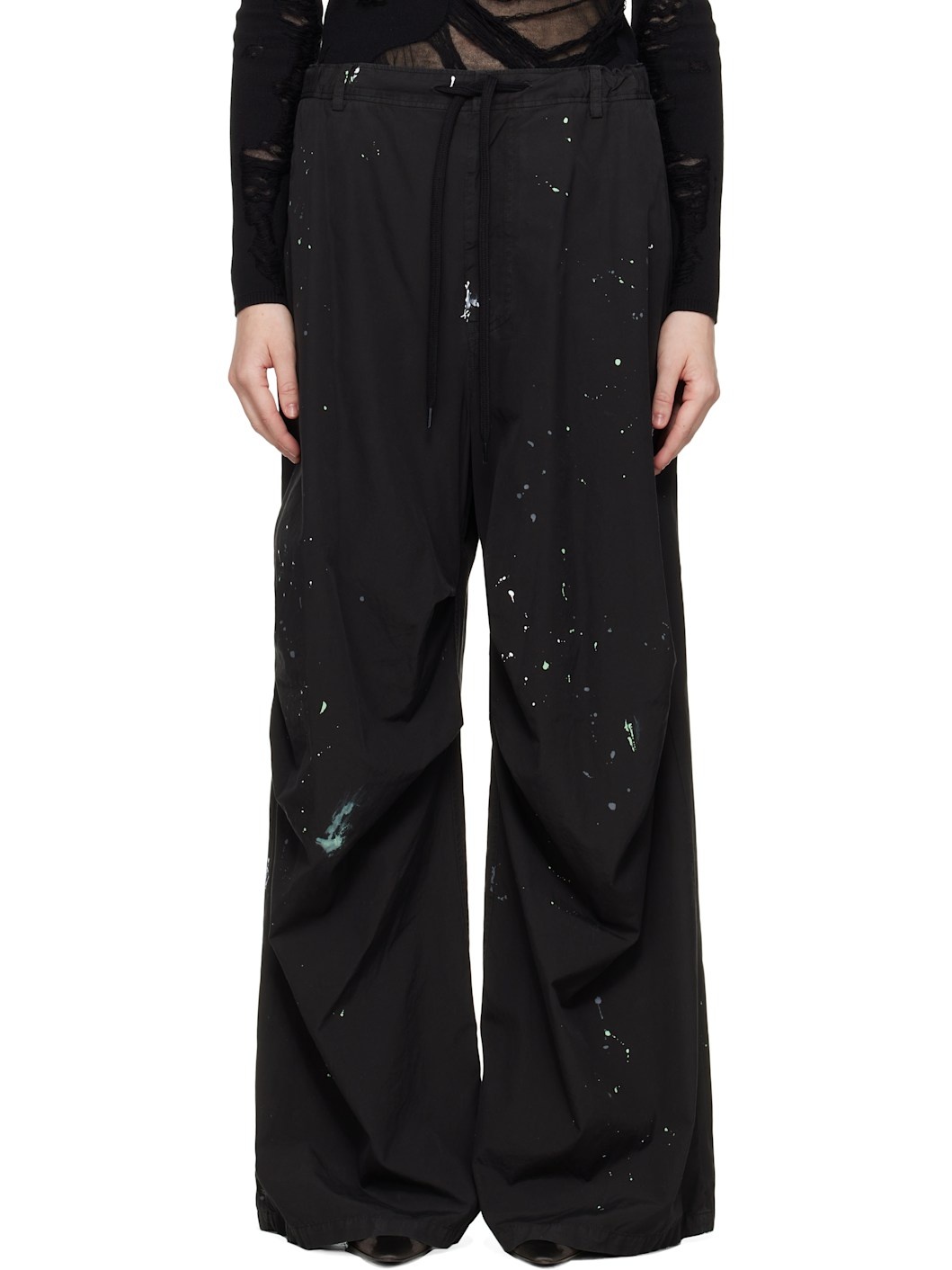 Black Light Cotton Poplin Trousers - 1