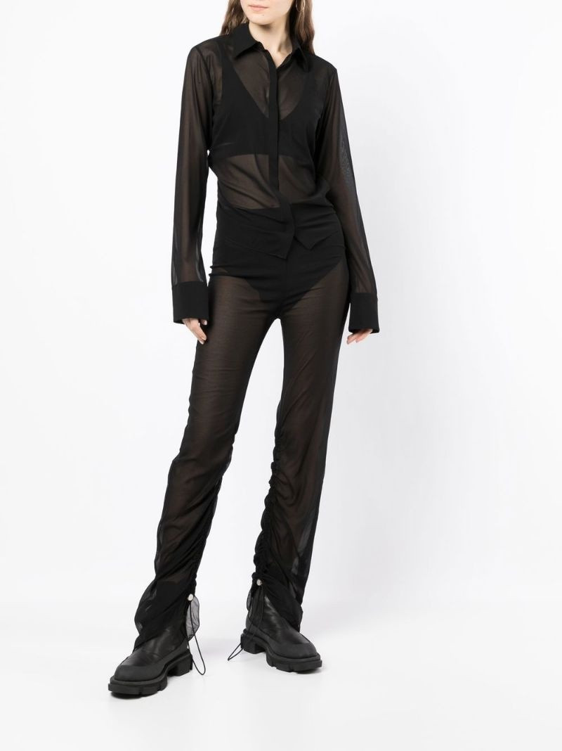 Dion Lee ruched semi-sheer trousers outlook