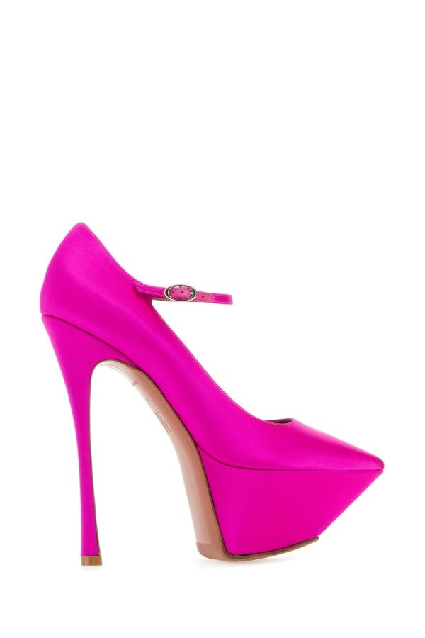 Amina Muaddi Woman Fuchsia Satin Yigit Pumps - 3