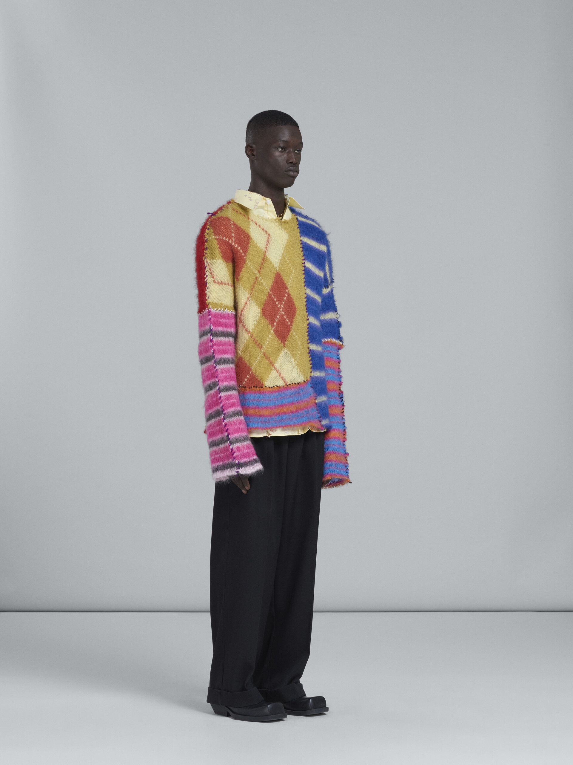 MULTICOLOUR PATCHWORK MOHAIR SWEATER - 5