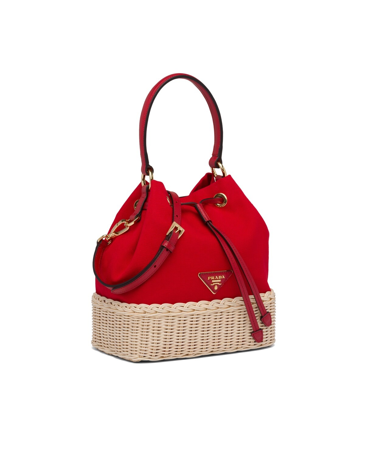 Wicker and Canvas Bucket Bag - 3