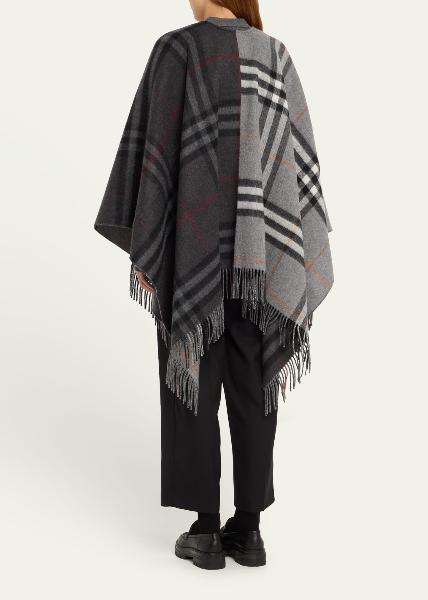 Giant Check Logo Cashmere-Blend Cape - 3