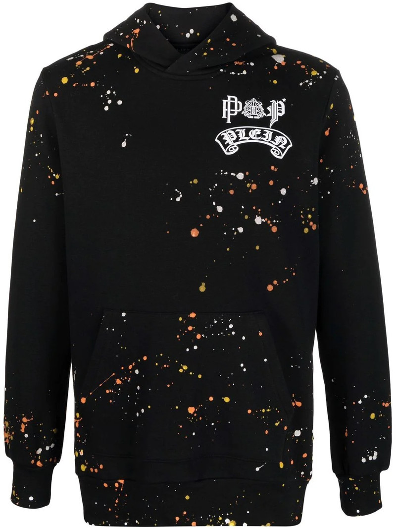 paint splatter-print pullover hoodie 1
