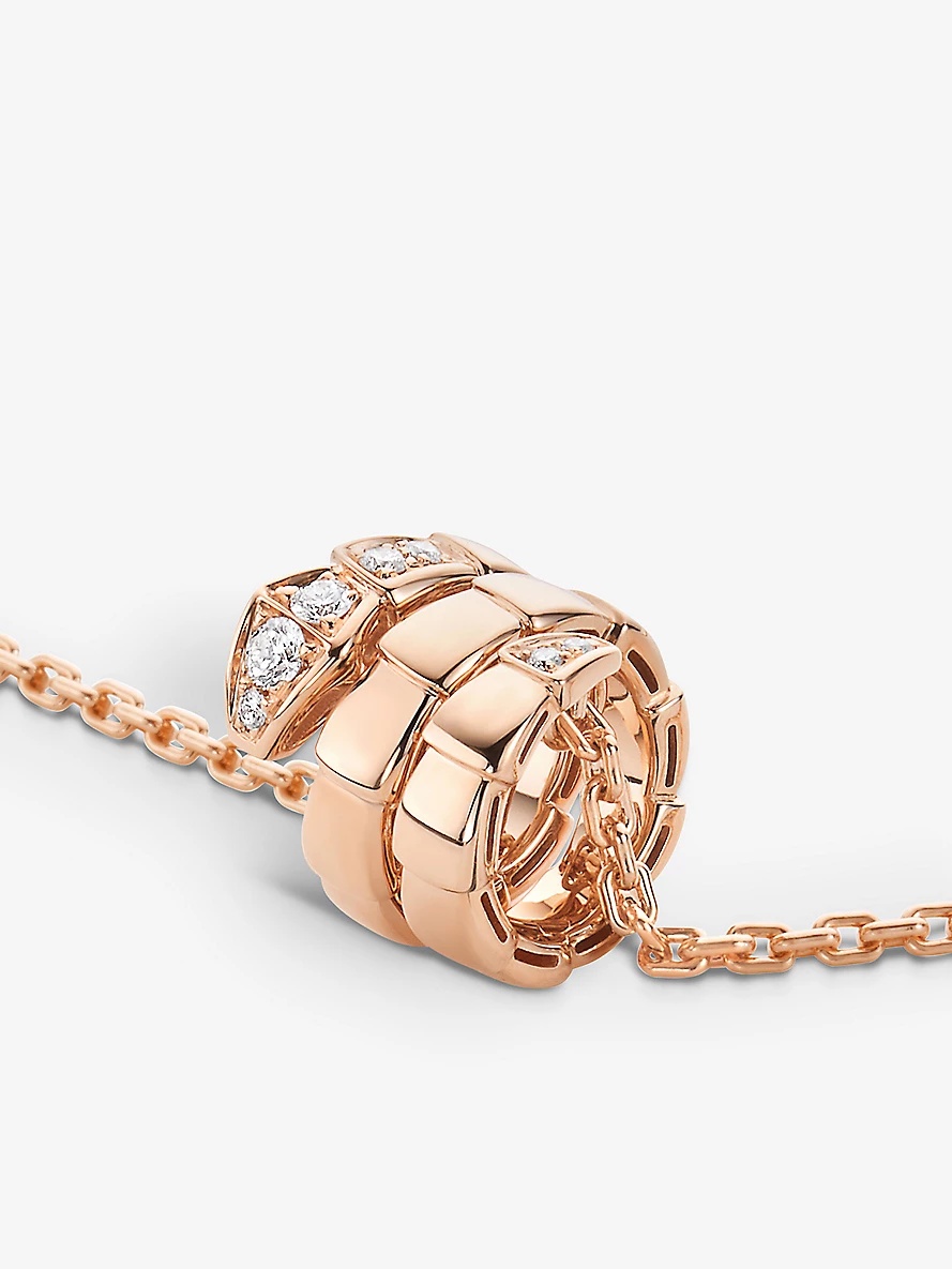 Serpenti Viper 18ct rose-gold and 0.13ct round-cut diamond pendant necklace - 3