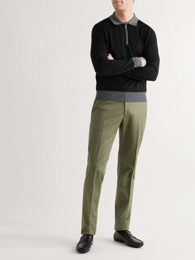 Canali Colour-Block Wool Half-Zip Polo Shirt outlook