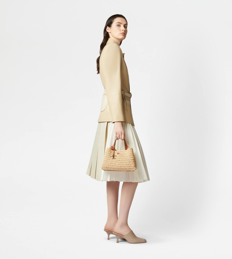 BAG IN RAFFIA AND LEATHER MICRO - BEIGE, BROWN 3