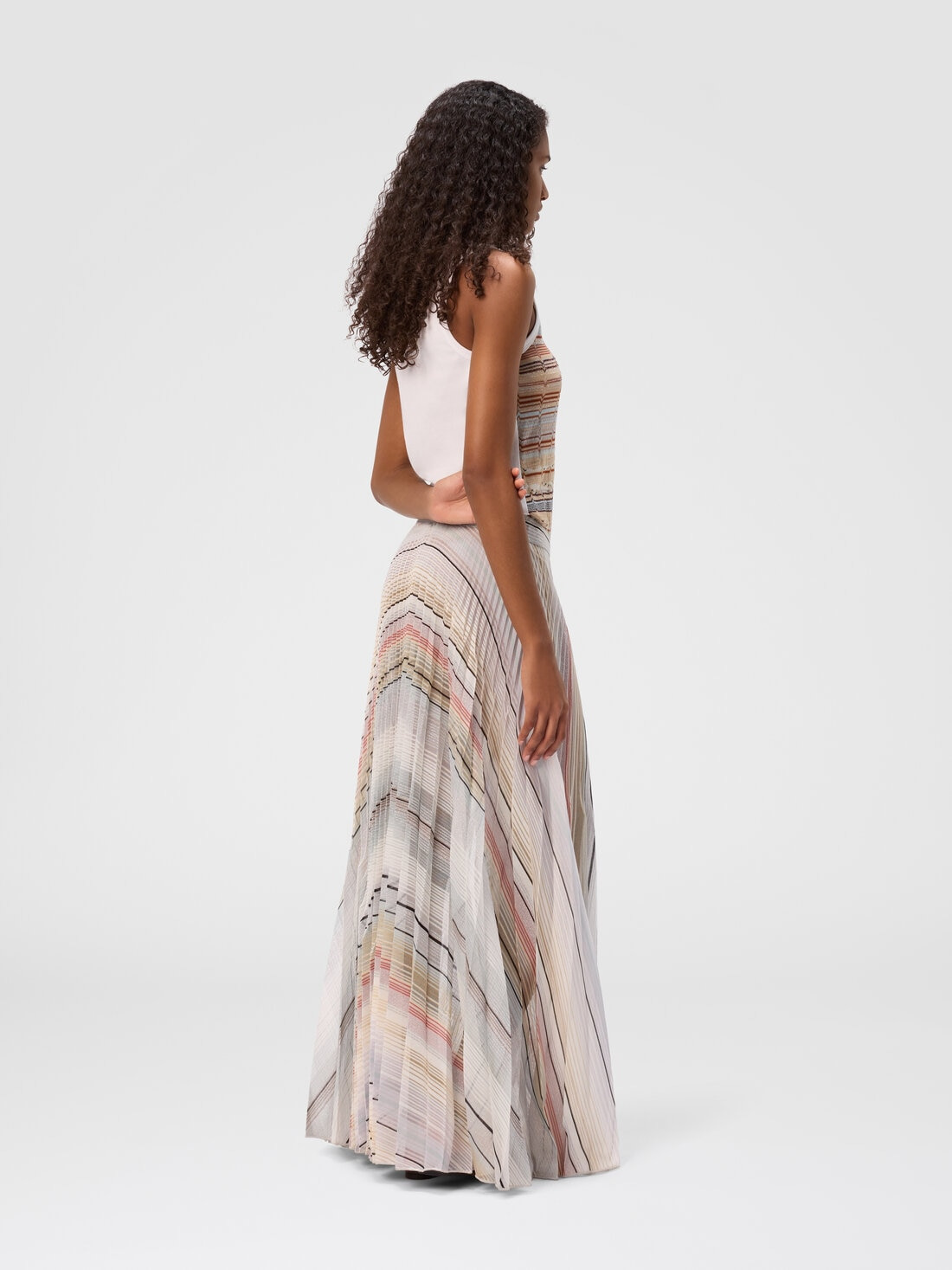 Striped pleated wrap skirt - 3