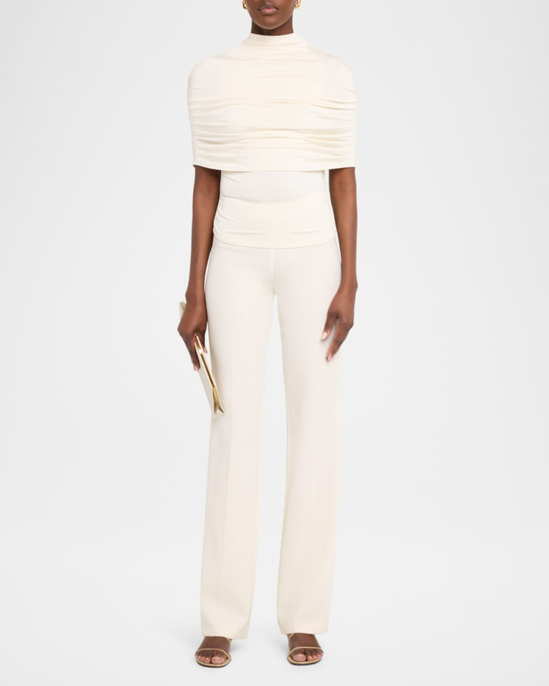 LAPOINTE Mock-Neck Ruched Jersey Top outlook