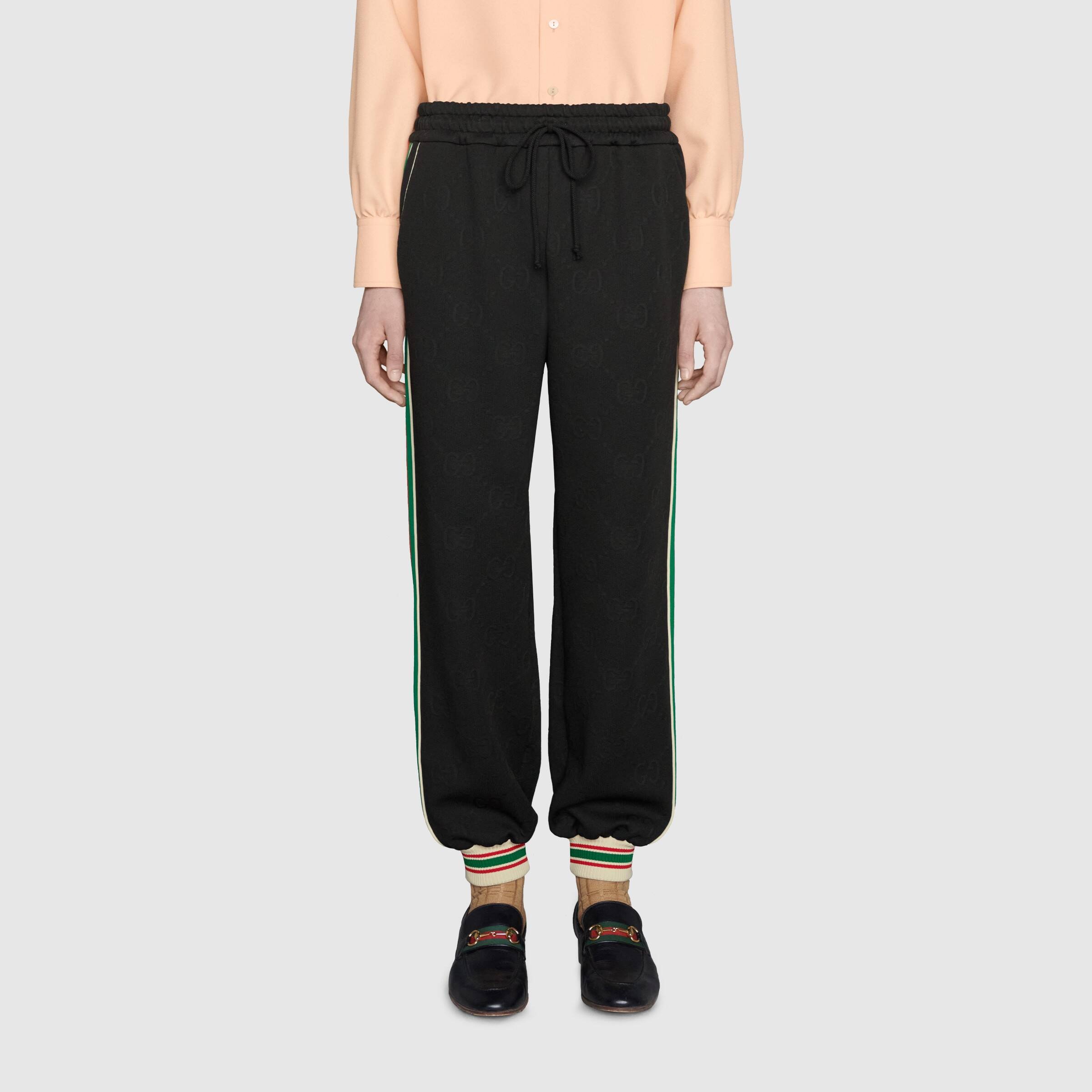 Gucci Classic Red Green GG Knit jogging Sports Pants Black 663569-XJDE9-1043 - 3