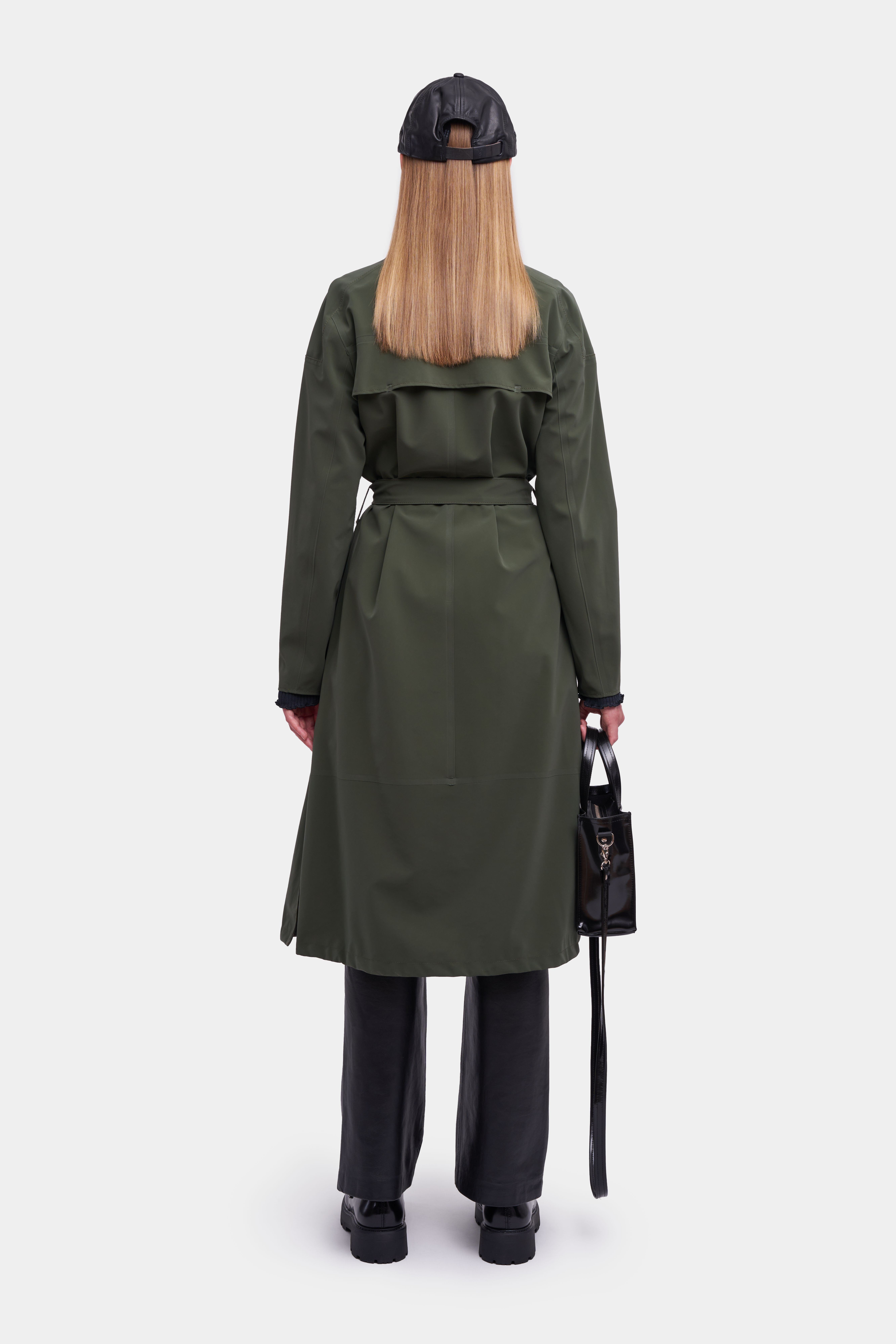 Kista Matte Trench Coat Dark Green - 4