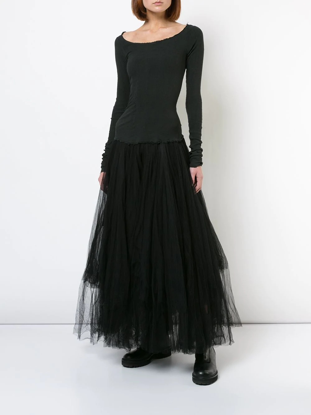 flared longsleeved tulle dress - 2