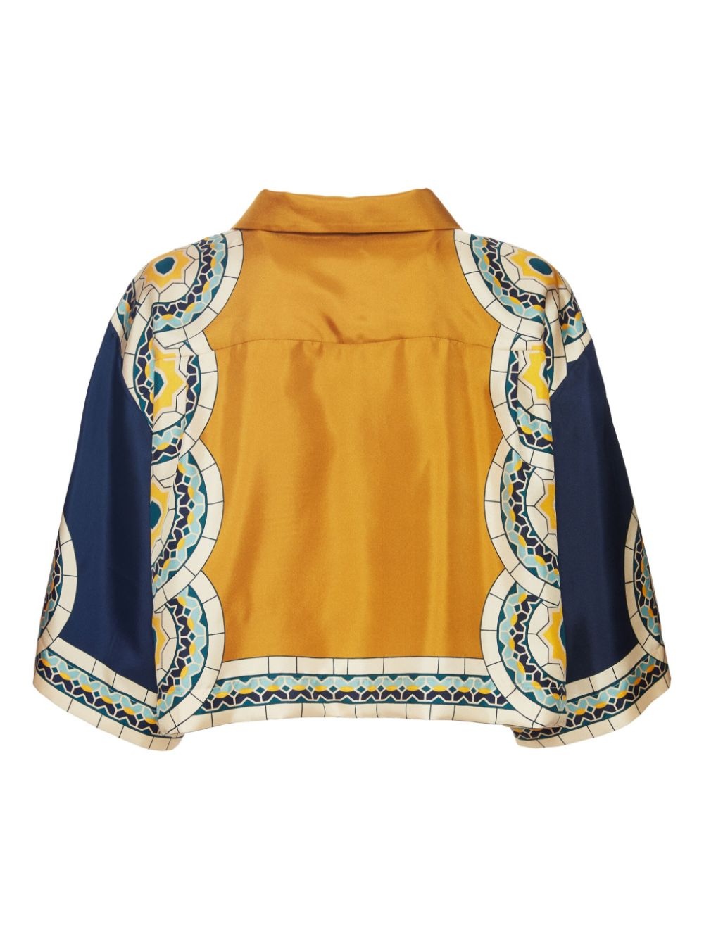 Mudejar-print silk crop shirt - 5