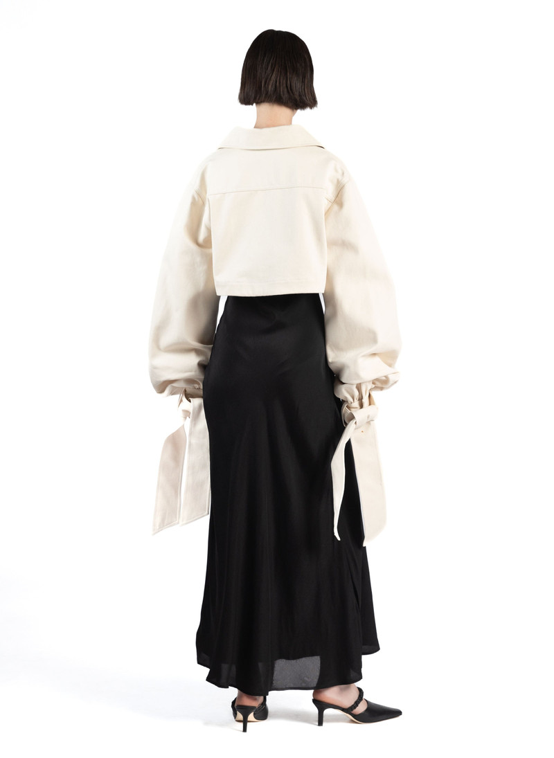 Denim Jacket with Maxi Sleeves/Beige 4